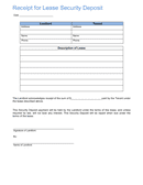 Receipt for lease security deposit page 1 preview