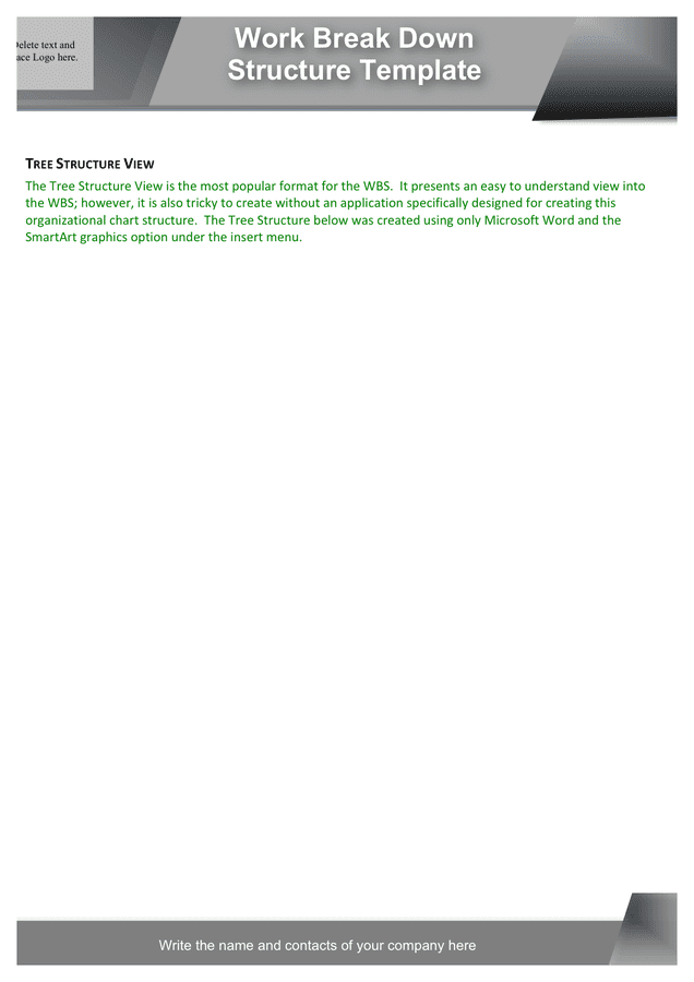 Work breakdown structure template in Word and Pdf formats - page 6 of 9