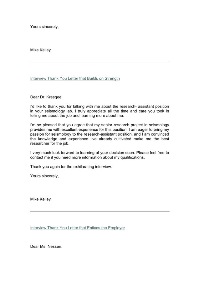 General interview thank you letter in Word and Pdf formats - page 2 of 7