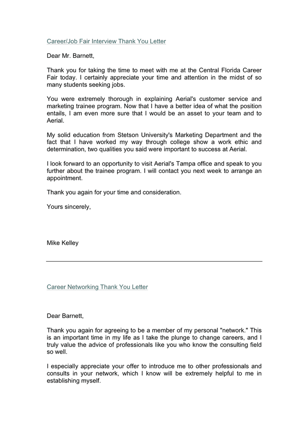 General interview thank you letter in Word and Pdf formats page 6 of 7