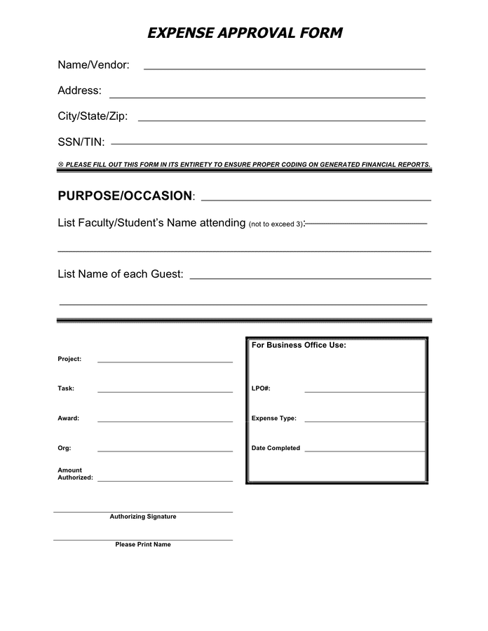 Approval Form Template 2427