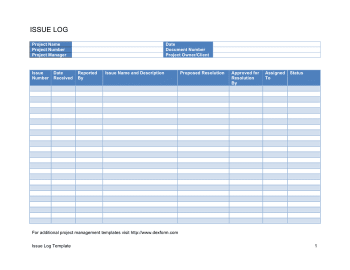 Issue Log Template Download Free Documents For PDF Word And Excel