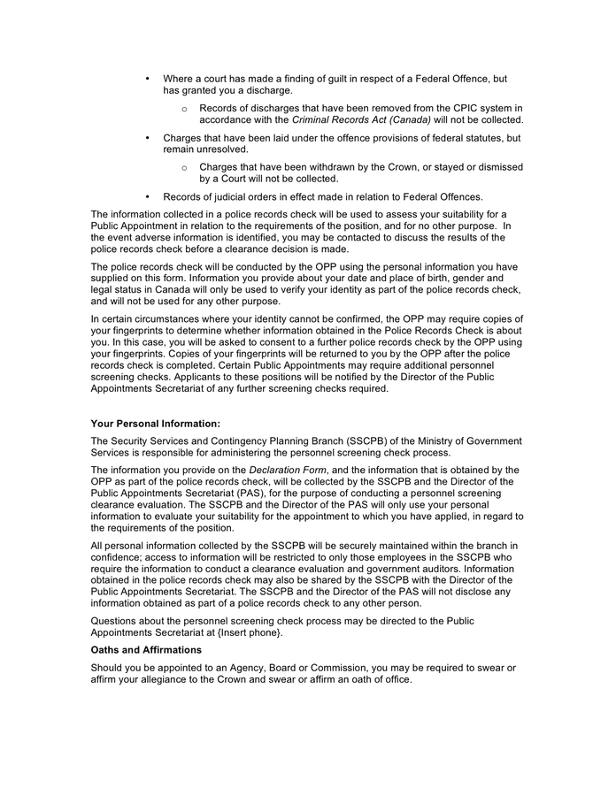 Personal & conflict of interest disclosure statement template in Word ...