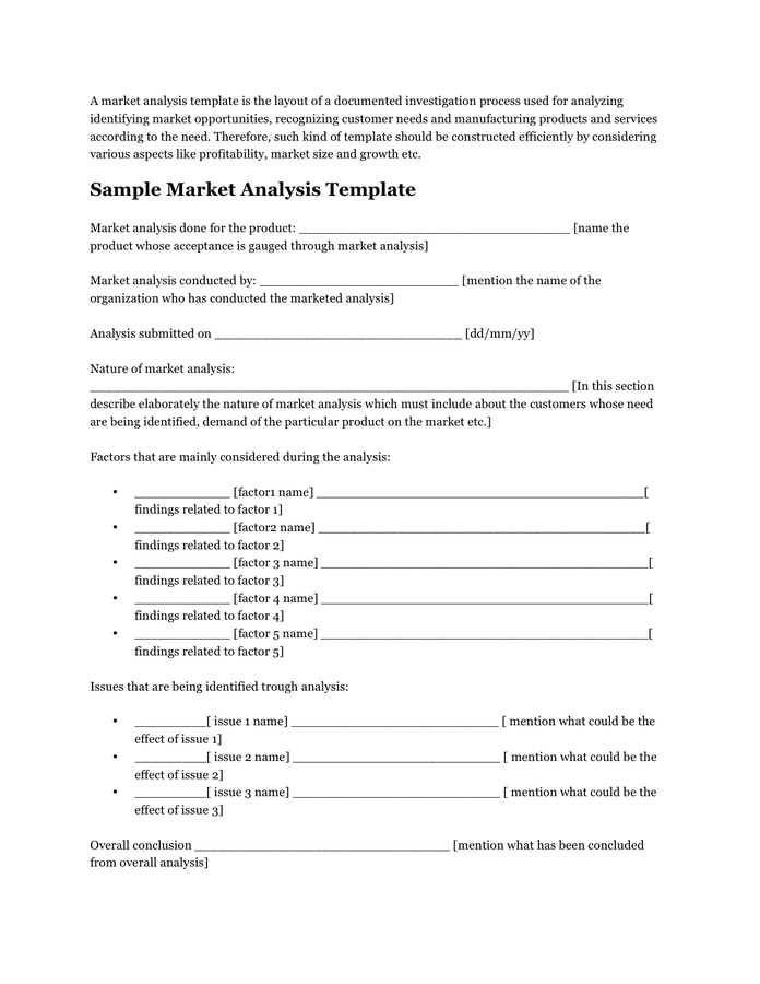 Sample Market Analysis Template In Word And Pdf Formats