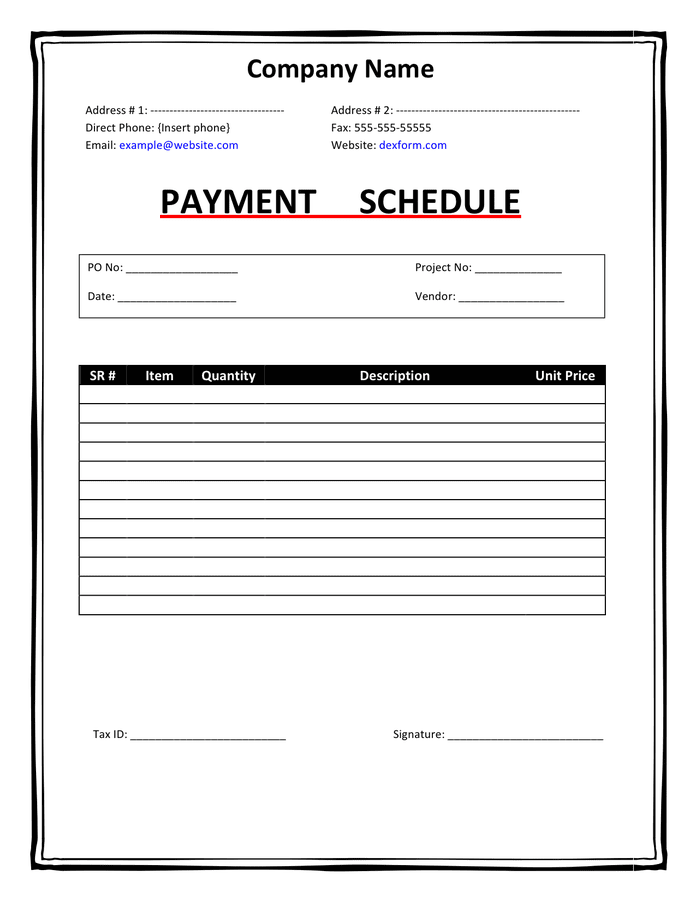 payment-schedule-template