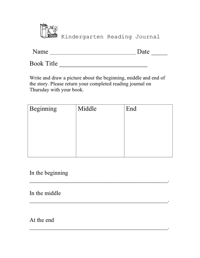 Kindergarten reading log template in Word and Pdf formats - page 3 of 3