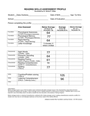 Reading skills assessment profile form page 2 preview