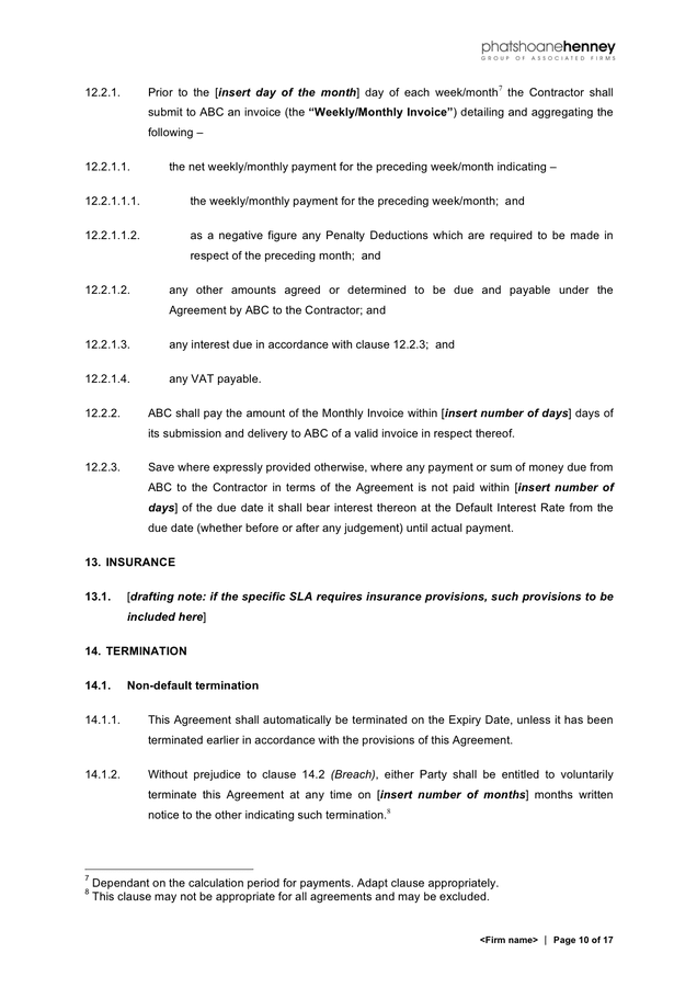 Service level agreement sample in Word and Pdf formats - page 10 of 17