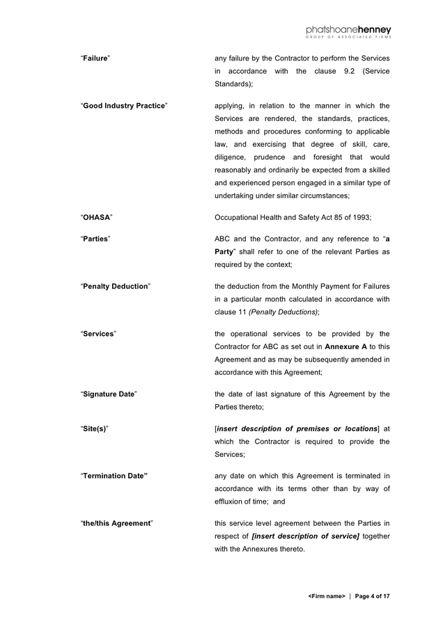 Service Level Agreement Sample In Word And Pdf Formats Page 4 Of 17