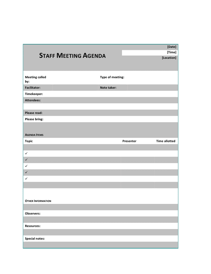 Staff Meeting Agenda Template Download Free Documents For Pdf Word And Excel