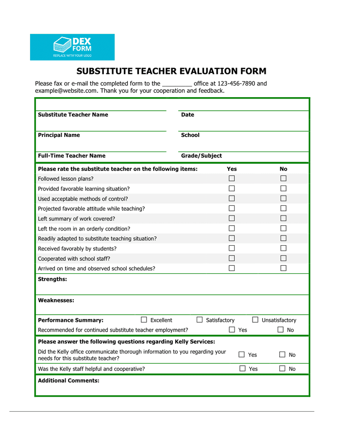 Teacher Evaluation Form Download Free Documents For PDF Word And Excel