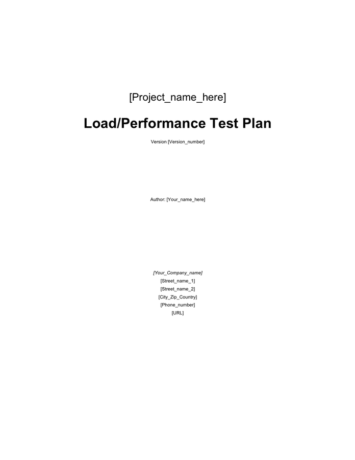  Load Test Plan Template In Word And Pdf Formats