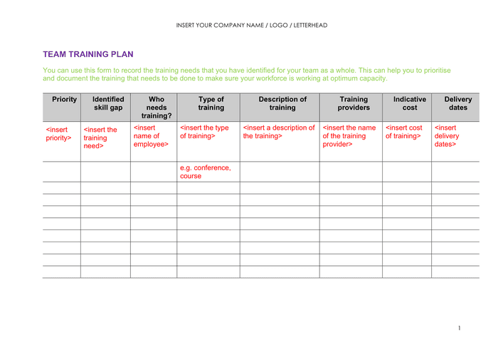 Training Plan Template Download Free Documents For PDF Word And Excel