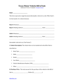 Vehicle Bill of Sale Form