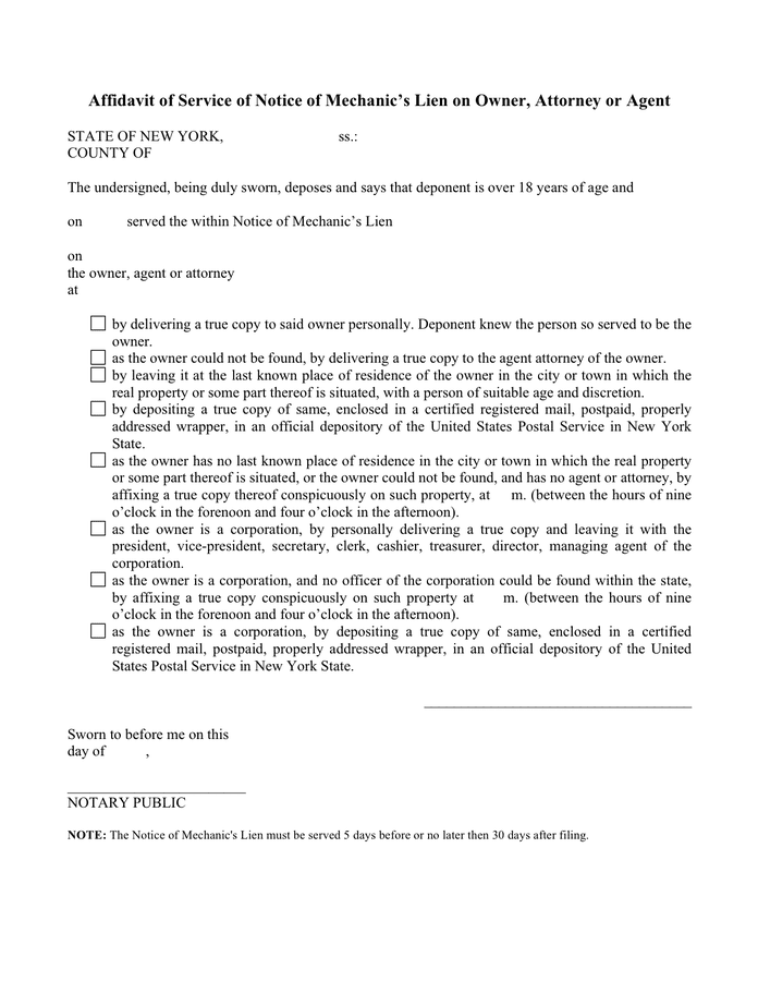 Notice of mechanic's lien in Word and Pdf formats - page 4 of 5