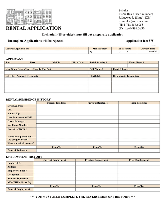 Rental Application Template Download Free Documents For Pdf Word And