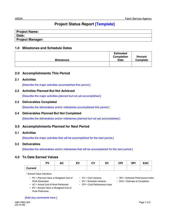 Project Status Report Template Excel Download Filetype Xls