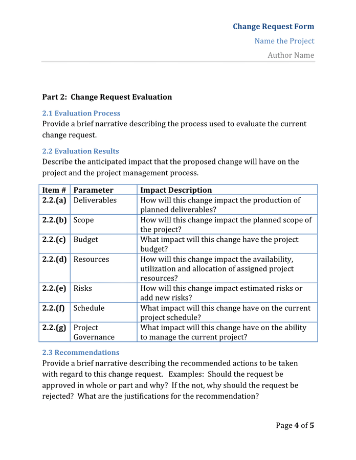 Change request form in Word and Pdf formats - page 4 of 5
