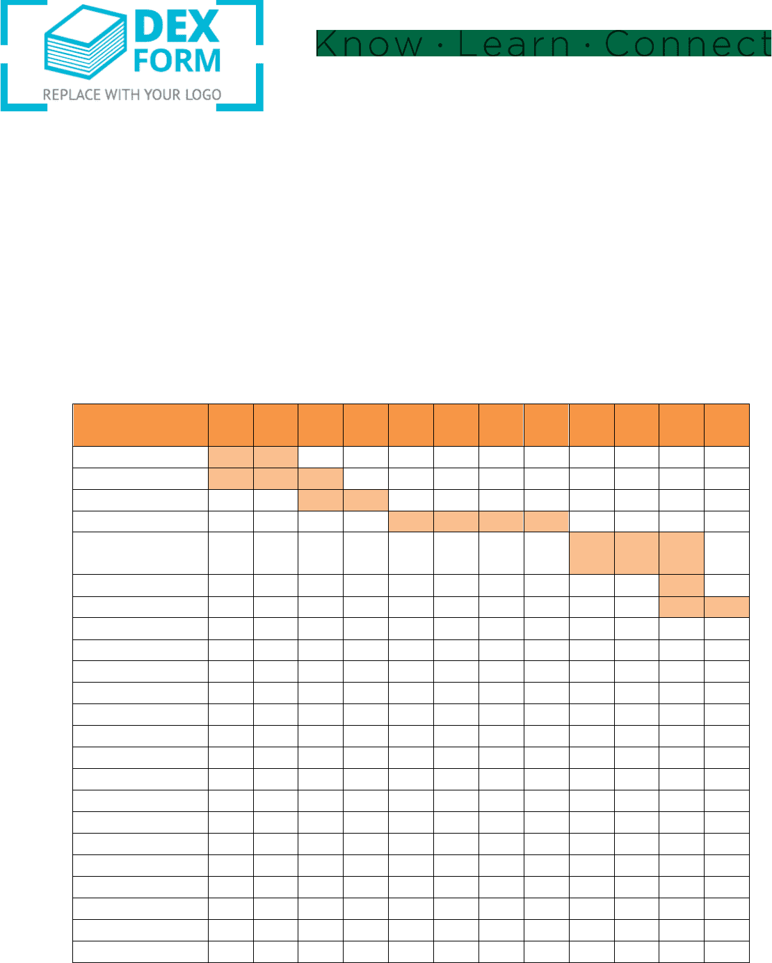 Gantt chart template in Word and Pdf formats