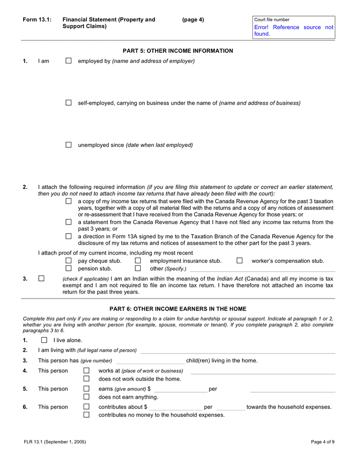 Ontario financial statement form in Word and Pdf formats - page 4 of 9