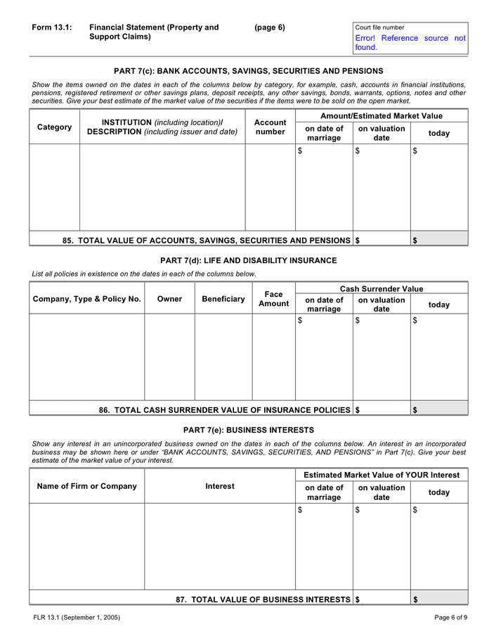 Ontario Financial Statement Form In Word And Pdf Formats Page 6 Of 9 