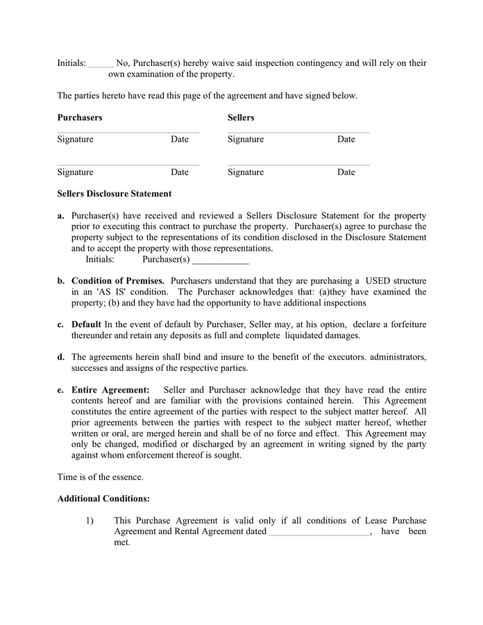 Offer to purchase sample document in Word and Pdf formats - page 3 of 4