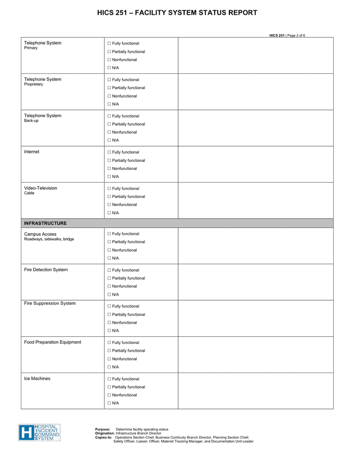Sample facility system status report in Word and Pdf formats - page 3 of 8