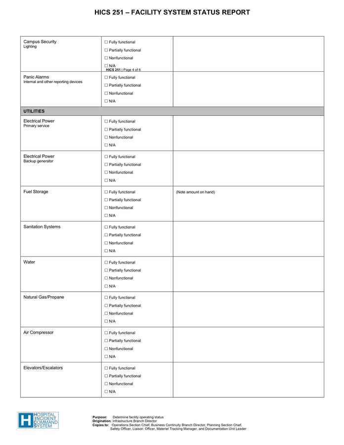 Sample facility system status report in Word and Pdf formats - page 5 of 8