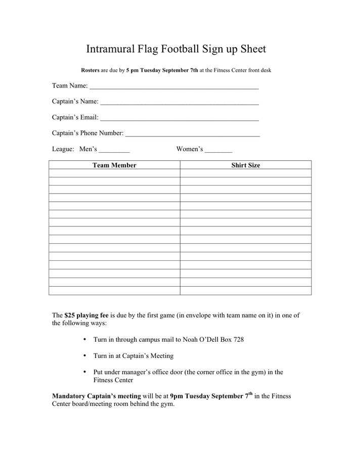 Basketball sign up sheet template in Word and Pdf formats