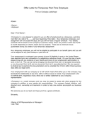 Offer Letter for Temporary Part-Time Employee page 1 preview