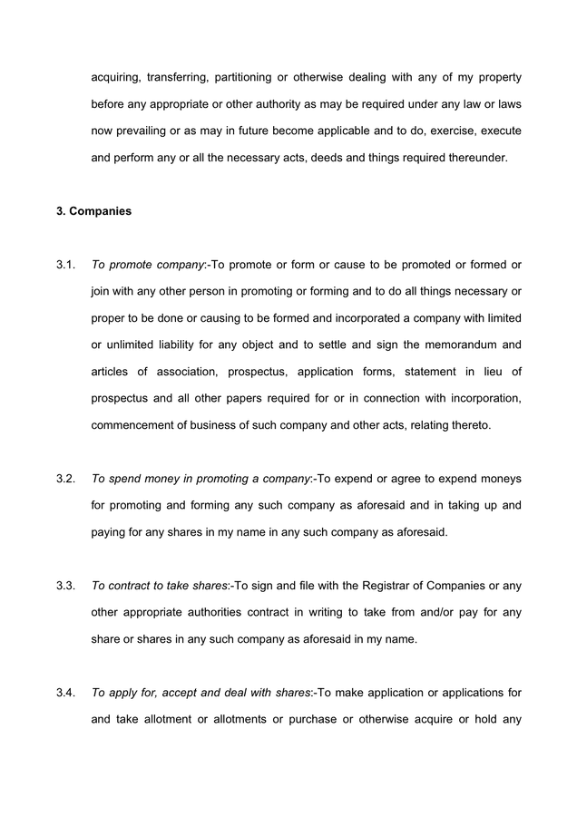 Detailed general power of attorney in Word and Pdf formats page 6 of 22