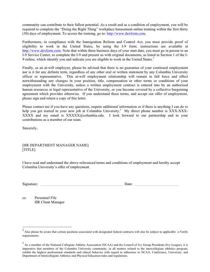 University sample letter for officers in Word and Pdf formats - page 2 of 2