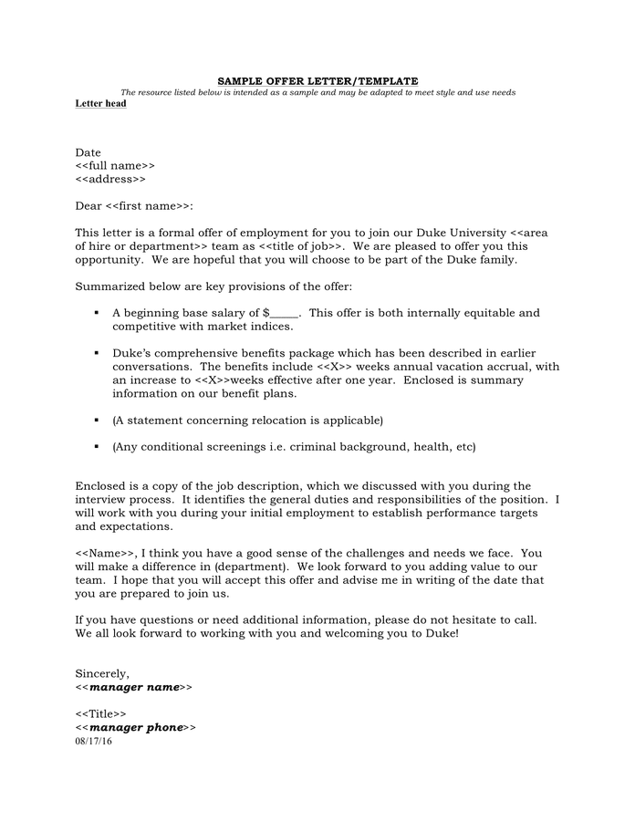 Free Employment Offer Letter Template 0046