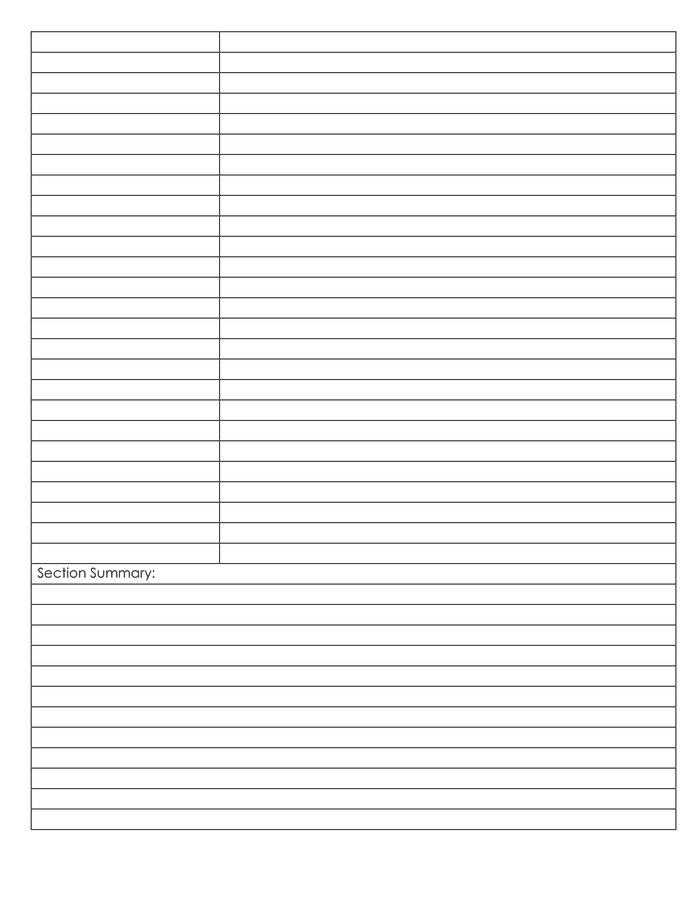 Cornell notes template in Word and Pdf formats - page 4 of 4