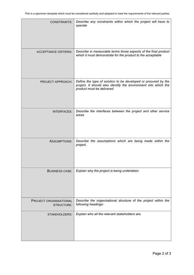 Project Initiation Document Template In Word And Pdf Formats Page 2 Of 3