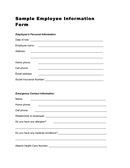 Sample employee information form page 1 preview