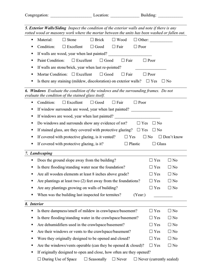 Building survey form in Word and Pdf formats - page 3 of 5