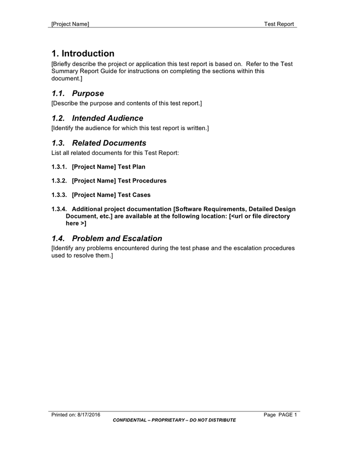 QA test summary report in Word and Pdf formats - page 3 of 12