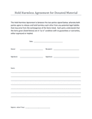 Hold harmless agreement for donated material page 1 preview