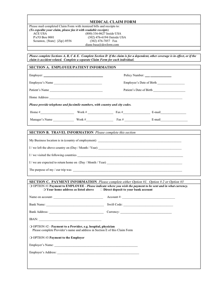 Combined Printable Claim Forms