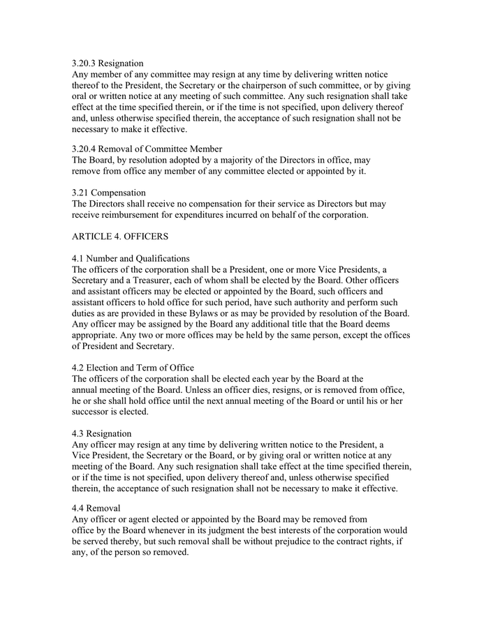 Bylaws of membership corporation template in Word and Pdf formats