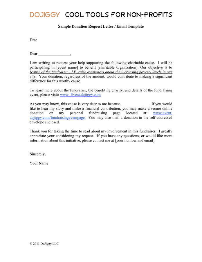 Donation Request Letter / Email Template in Word and Pdf formats