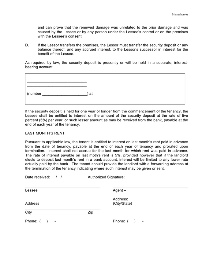 Rent and security deposit receipt form in Word and Pdf formats - page 2 ...