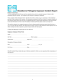 Pathogens Exposure Incident Report form page 1 preview