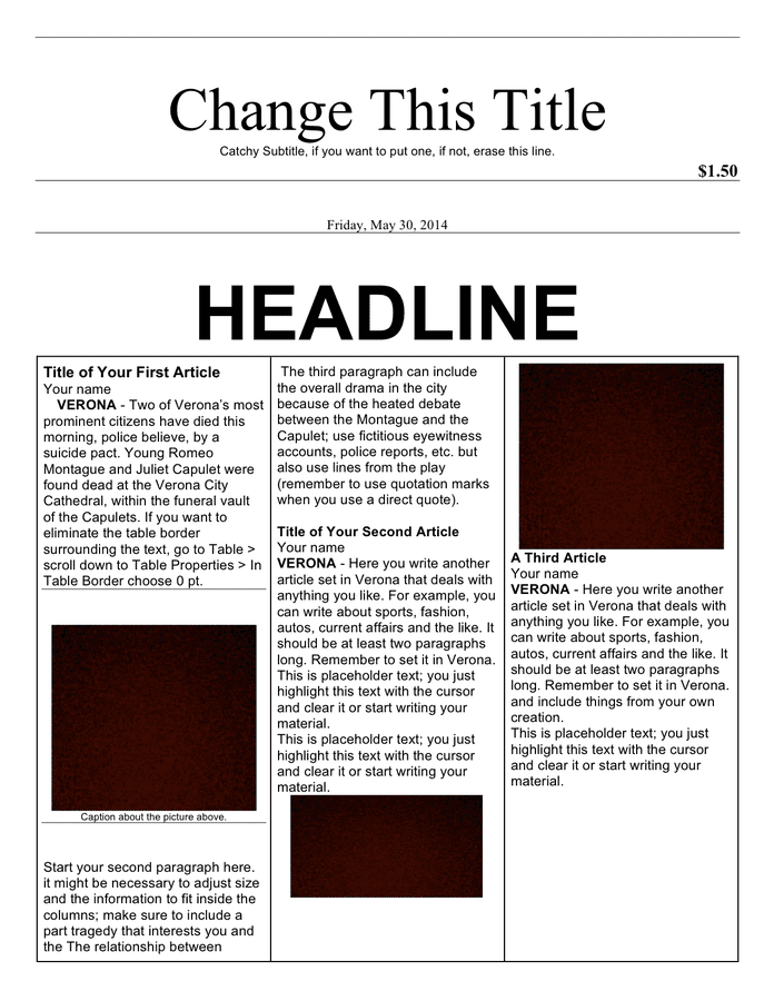 Newspaper Article Template download free documents for PDF Word and