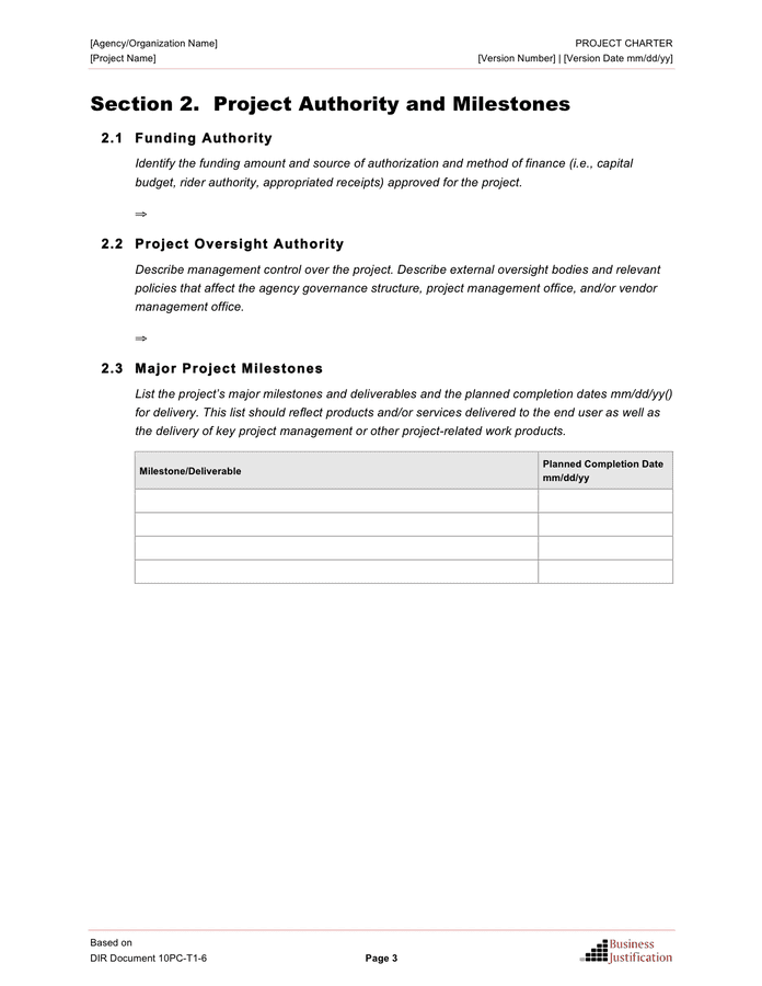 Project charter template in Word and Pdf formats - page 7 of 12