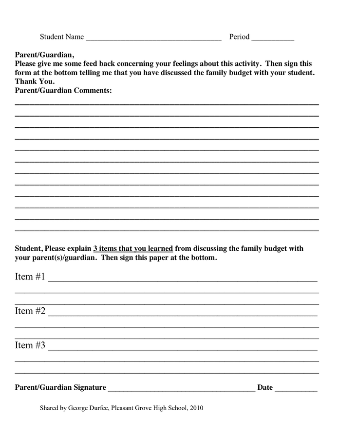 Home budget worksheet in Word and Pdf formats - page 2 of 3