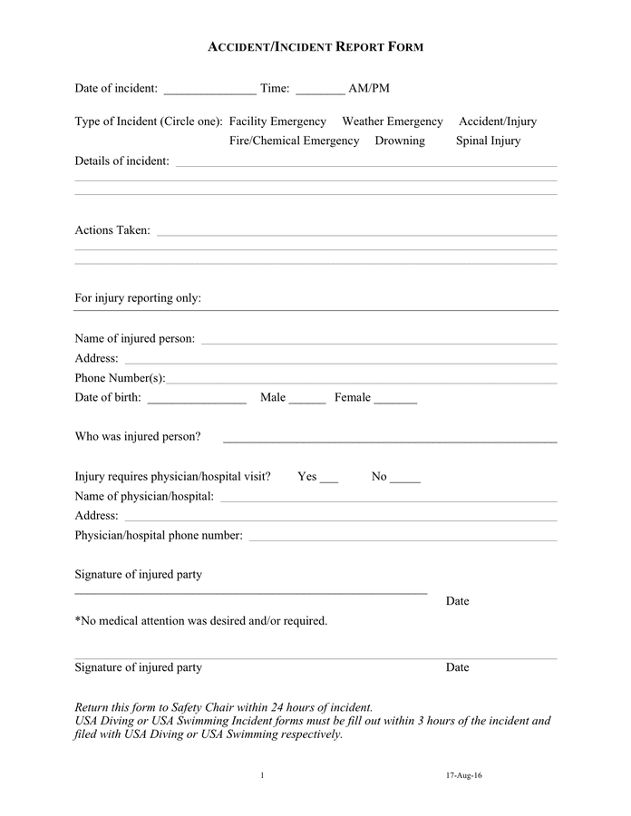 Incident Report Form Template Word