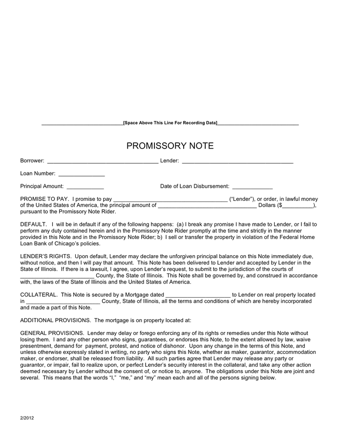 Promissory Note California Template