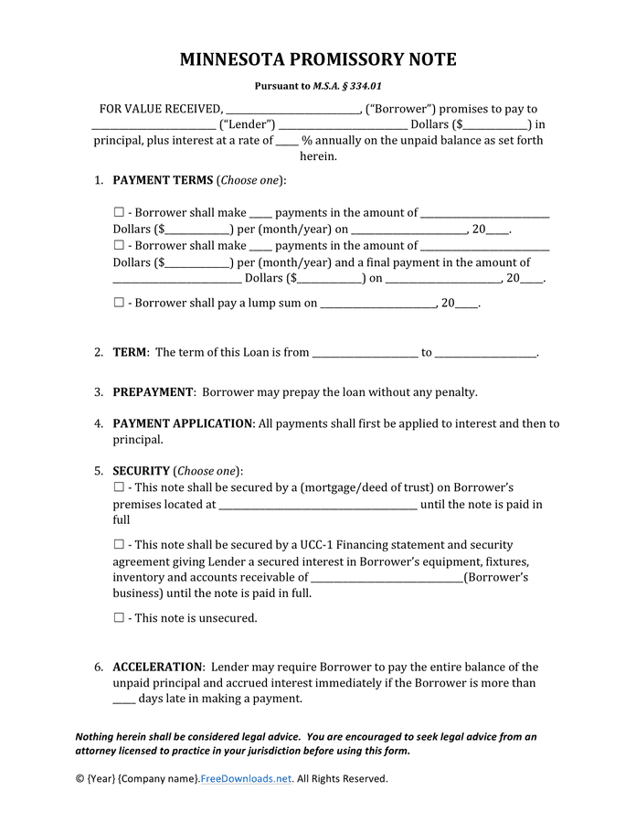 Promissory Note Template Download Free Documents For PDF Word And Excel